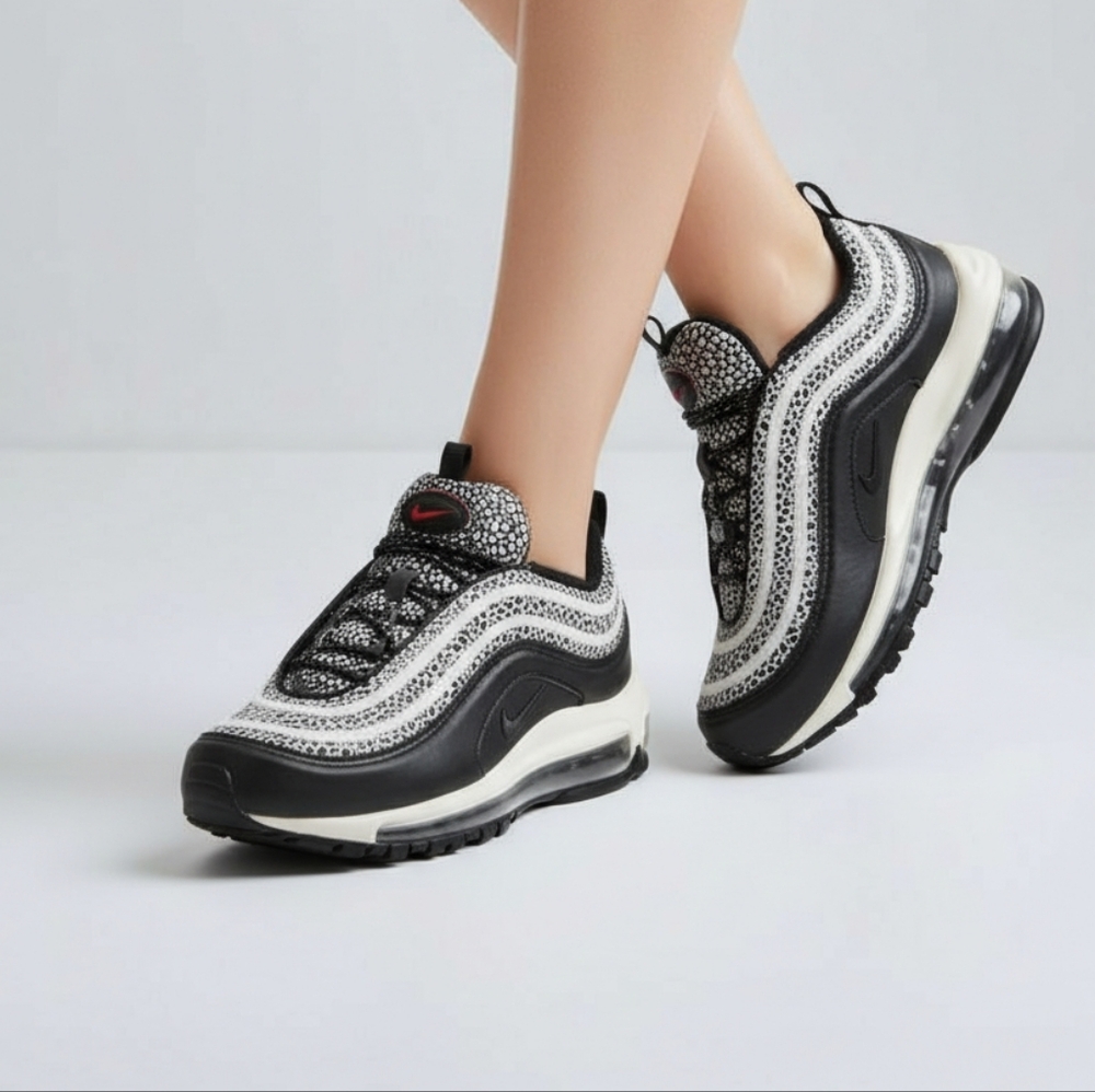 Nike Air Max 97 Sneakers in Black, White and Red Accent